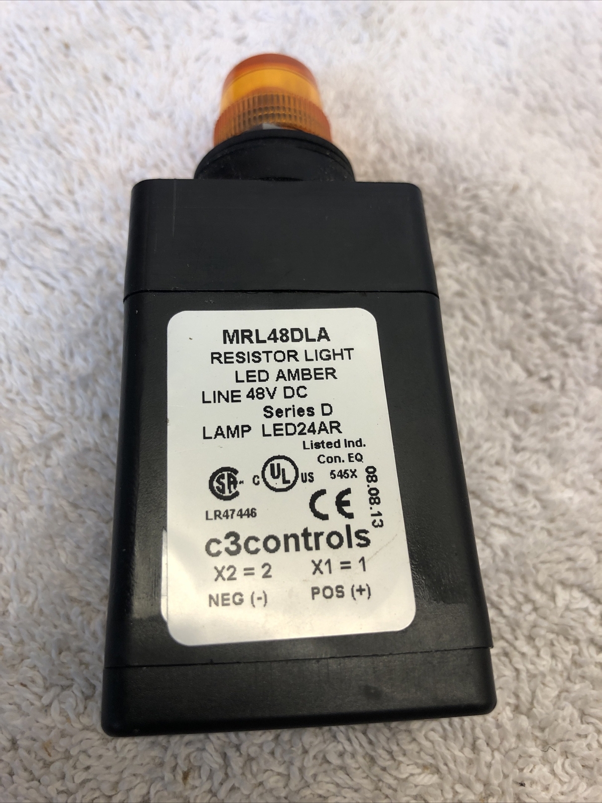 C3 Controls MRL48DLA Resistor Light LED Amber 48V DC Series D (3581)
