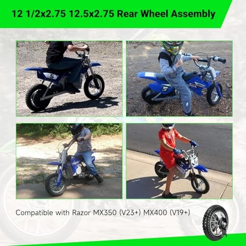 12-1/2 x 2.75 12.5x2.75 Rear Wheel Assembly Replacement for Razor MX350 MX400