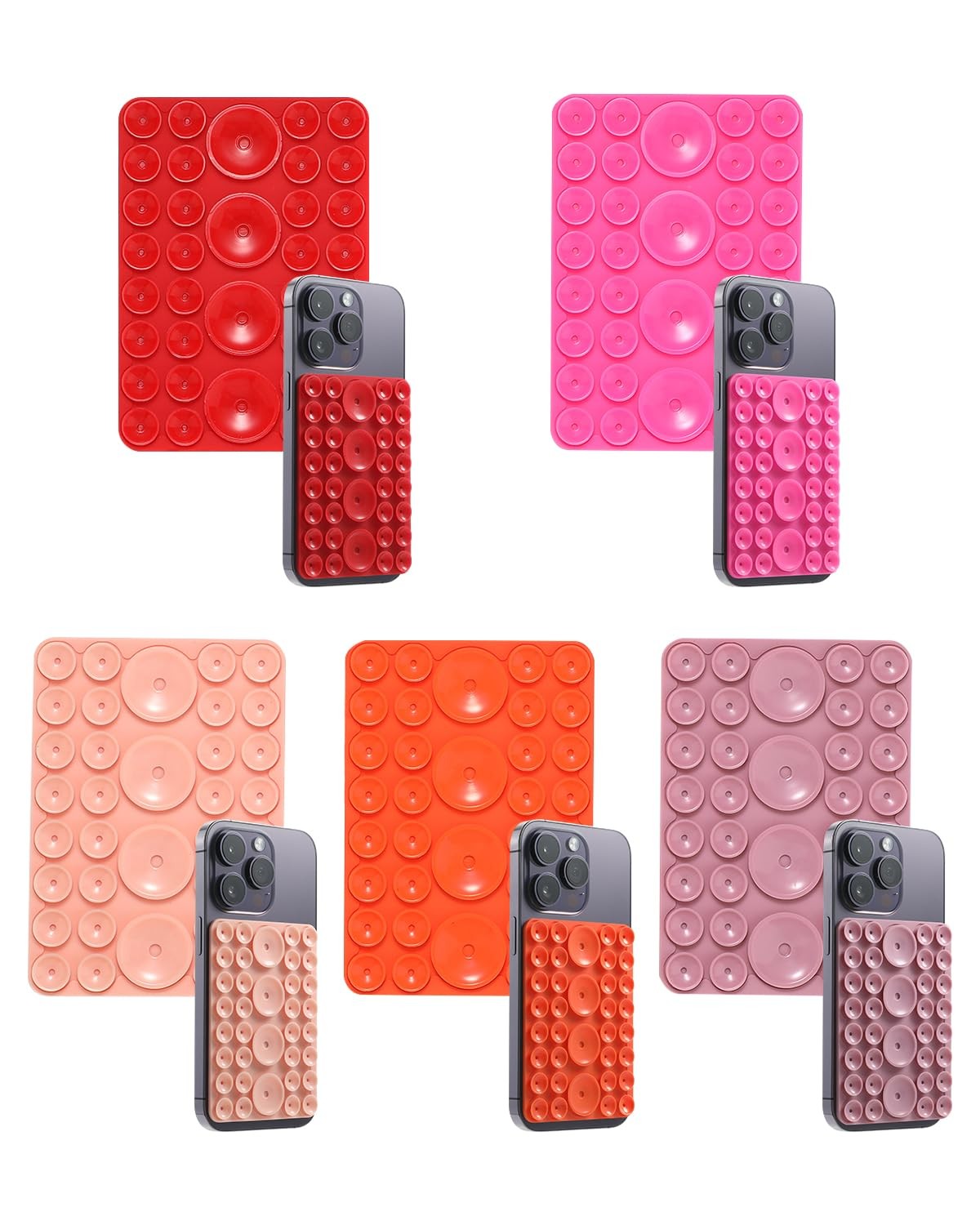 5-Pack Suction Phone Grip, Octo Cup Buddy Phone Case Mount