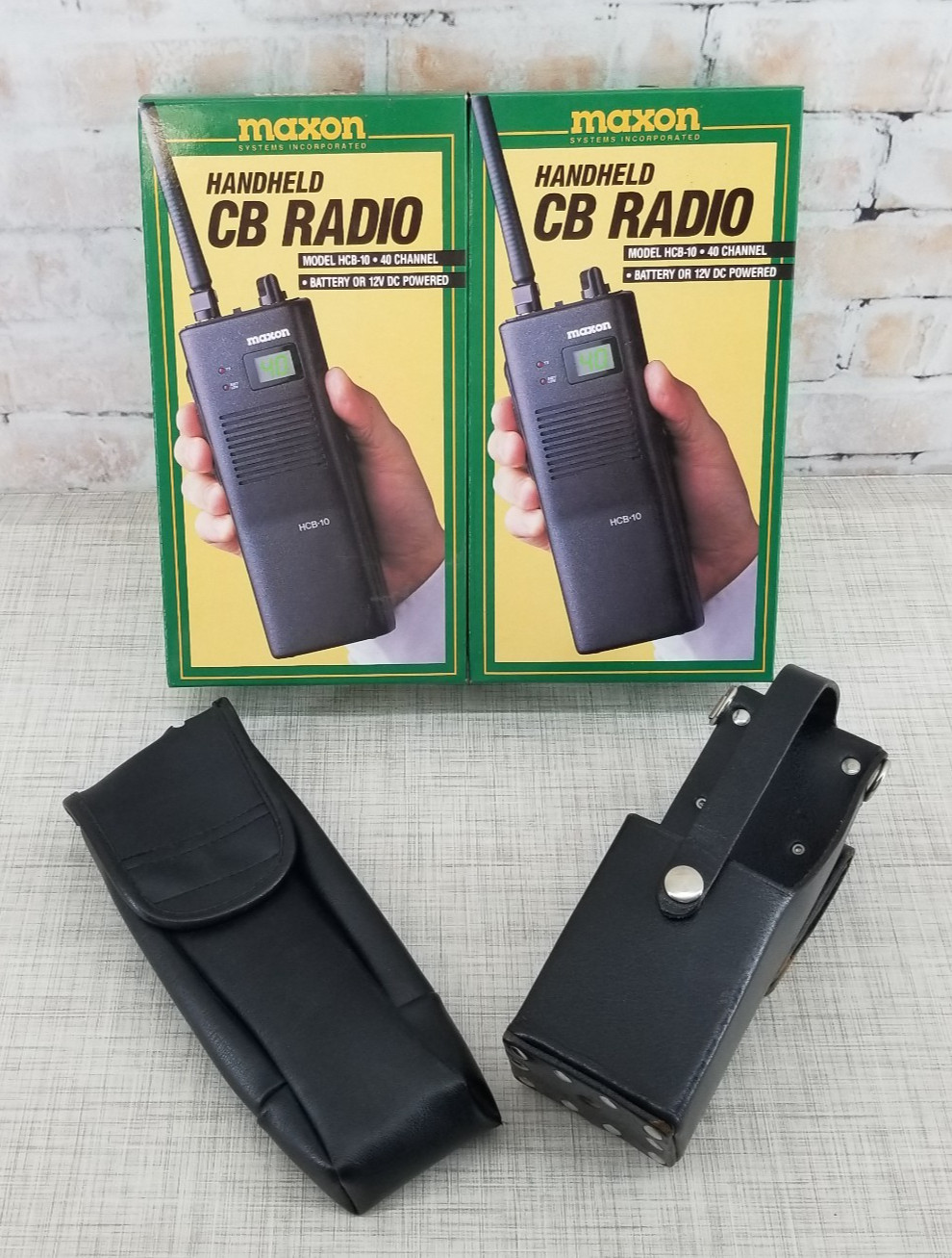 Maxon Handheld CB Radio HCB-10 Lot of 2 w/ Leather Belt Holsters New/Open Box