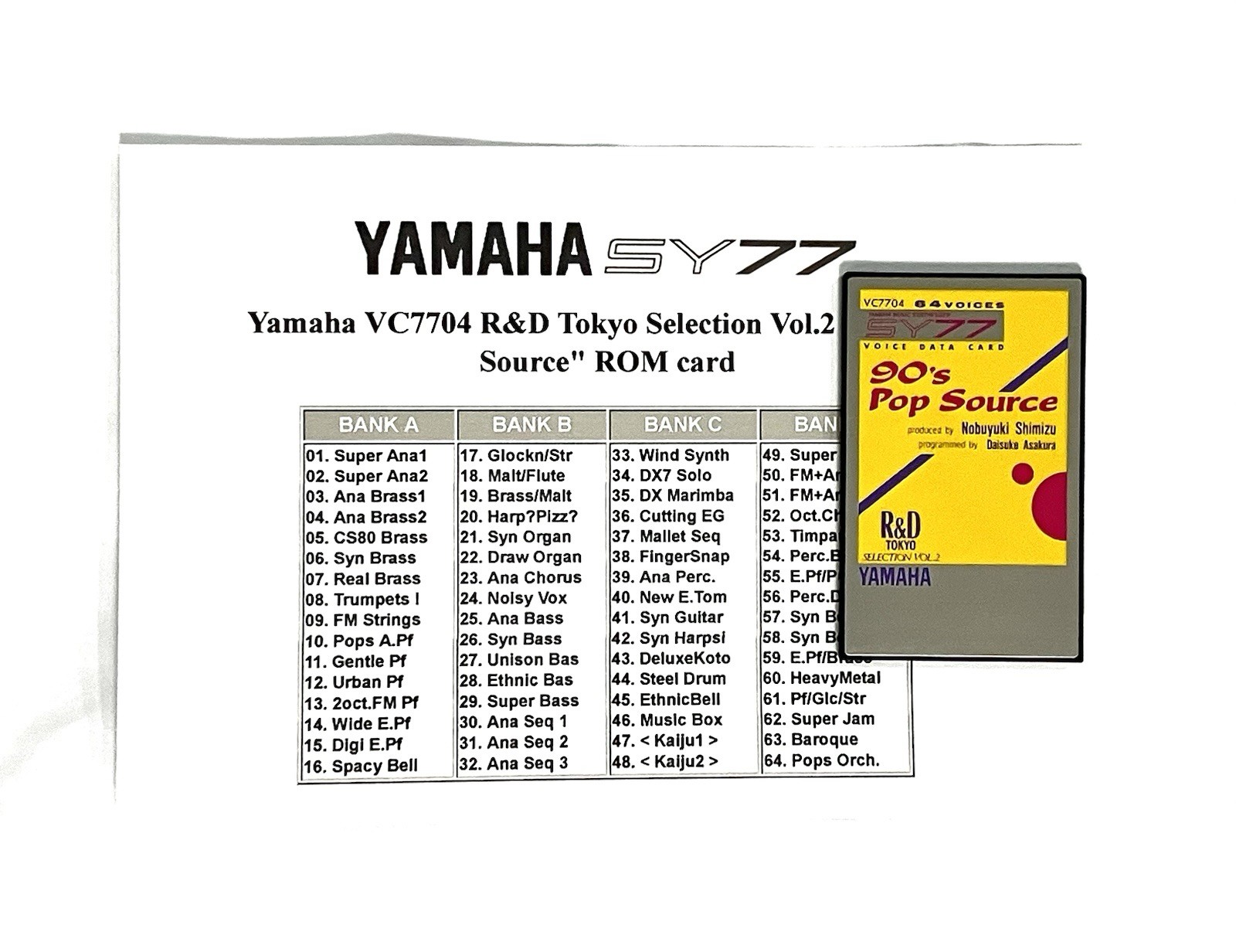 Yamaha SY77 / TG77 Voice ROM Card VC7704 90’s Pop Source Rare