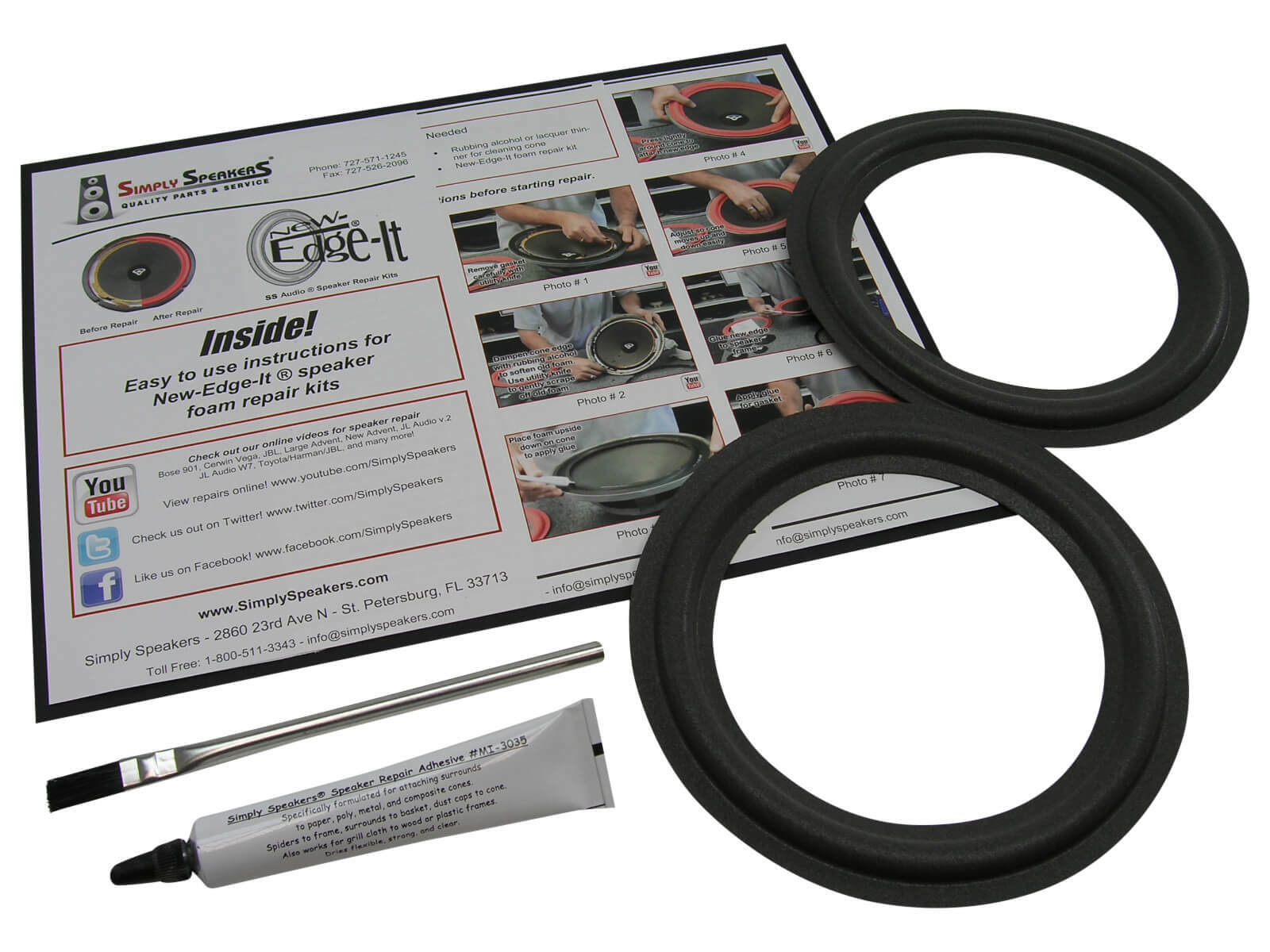 6" Speaker Foam Edge Repair Kit, OD 5.5", ID 4", FSK-6Ji (Pair)