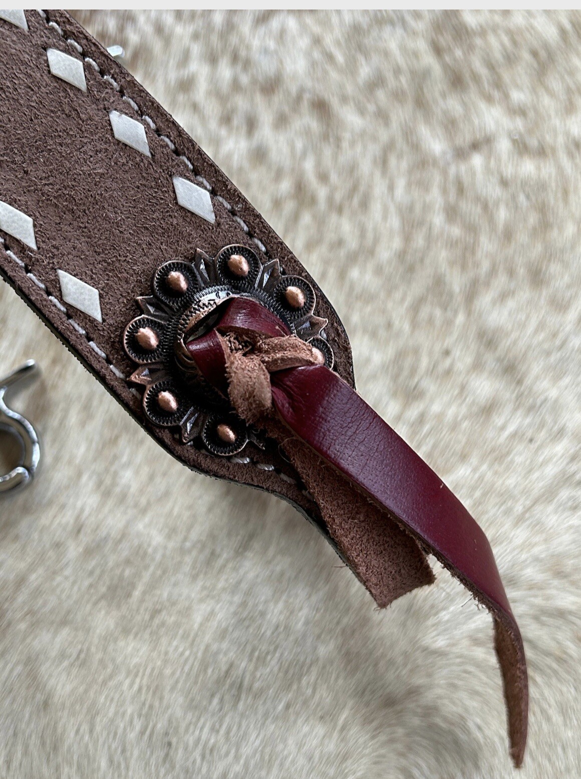 Genuine Natural Roughout Leather Western Wither Strap For Breast Collar