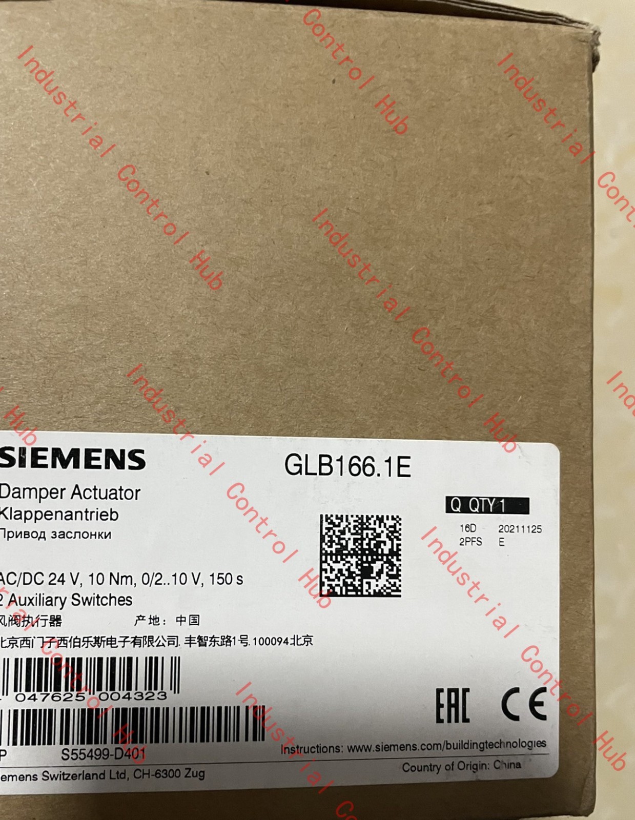 Siemens GLB166.1E OpenAir Rotary Damper Actuator HVAC Air Damper Drive
