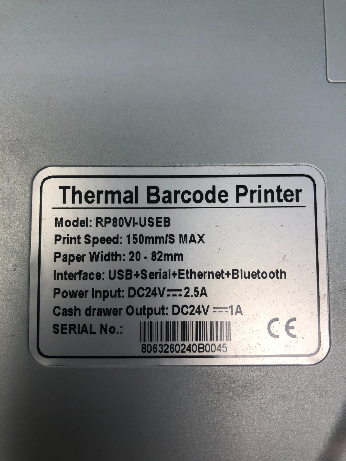 VACSMART RP80VI-USEB Thermal Barcode Printer