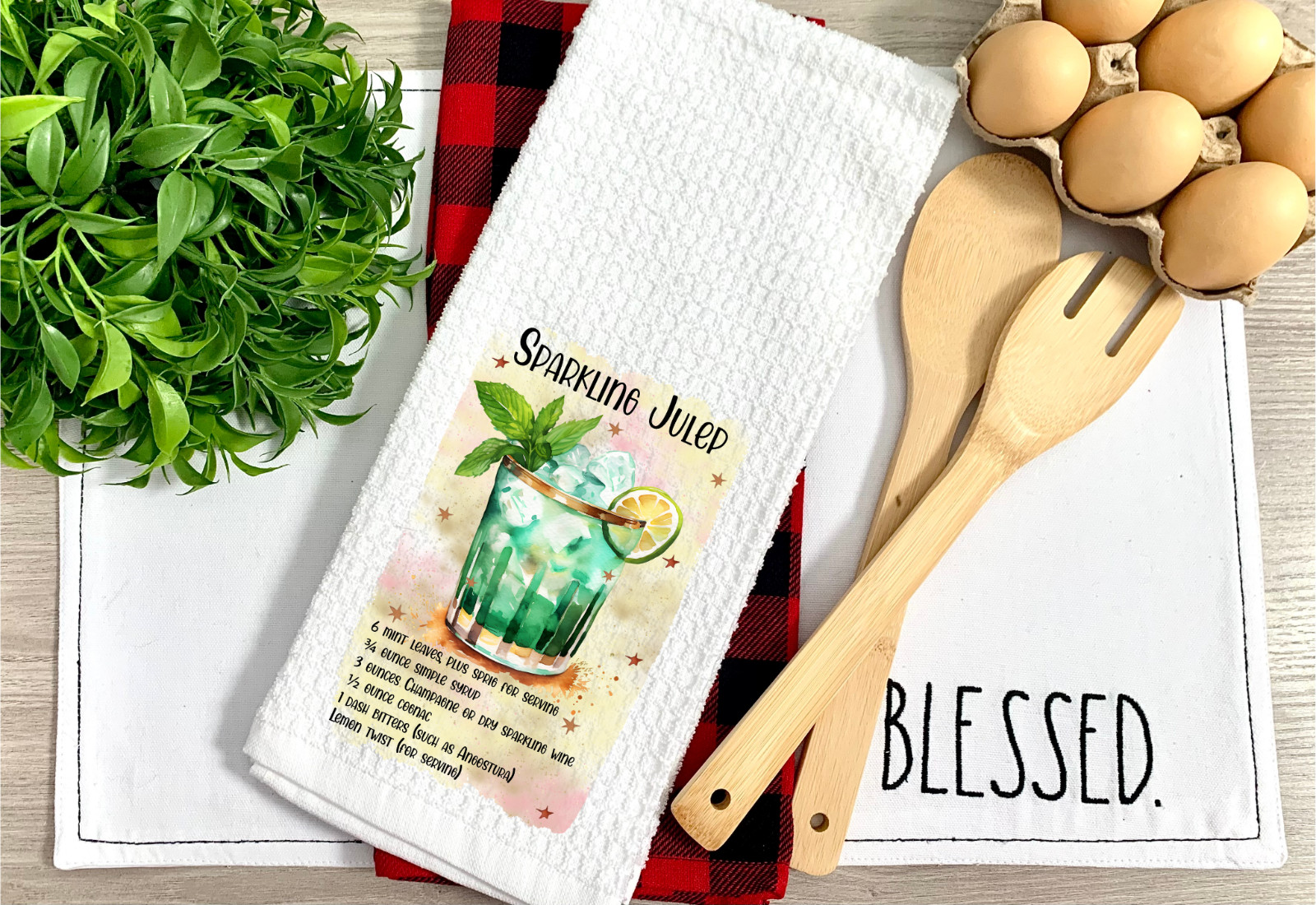 Sparkling Julep, Waffle Weave Dish/Tea Towel, Micro Fiber, 16x24" (T282)