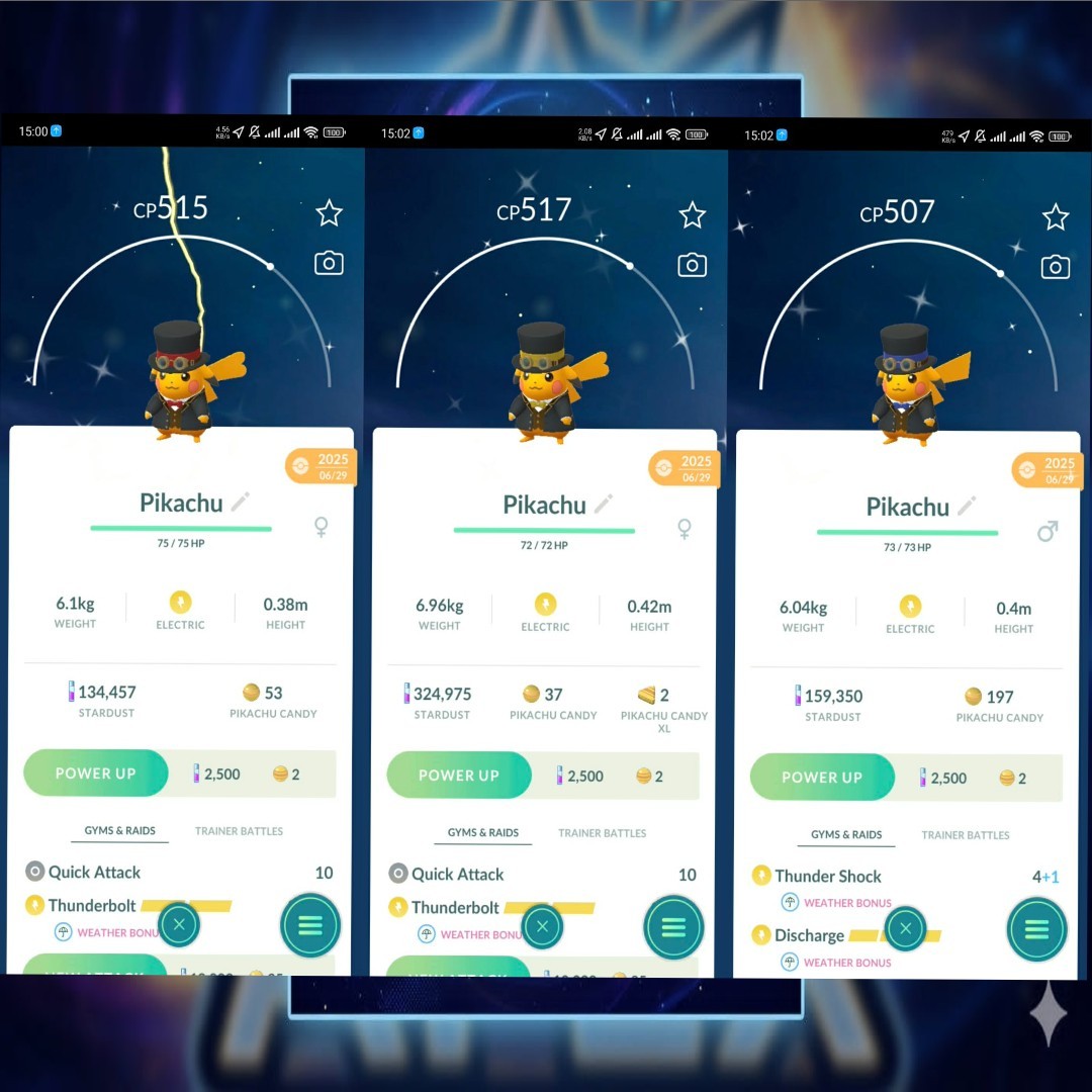 Shiny Pikachu Dapper With Red / Yellow / Blue Accents - 20k Star.d or P T C