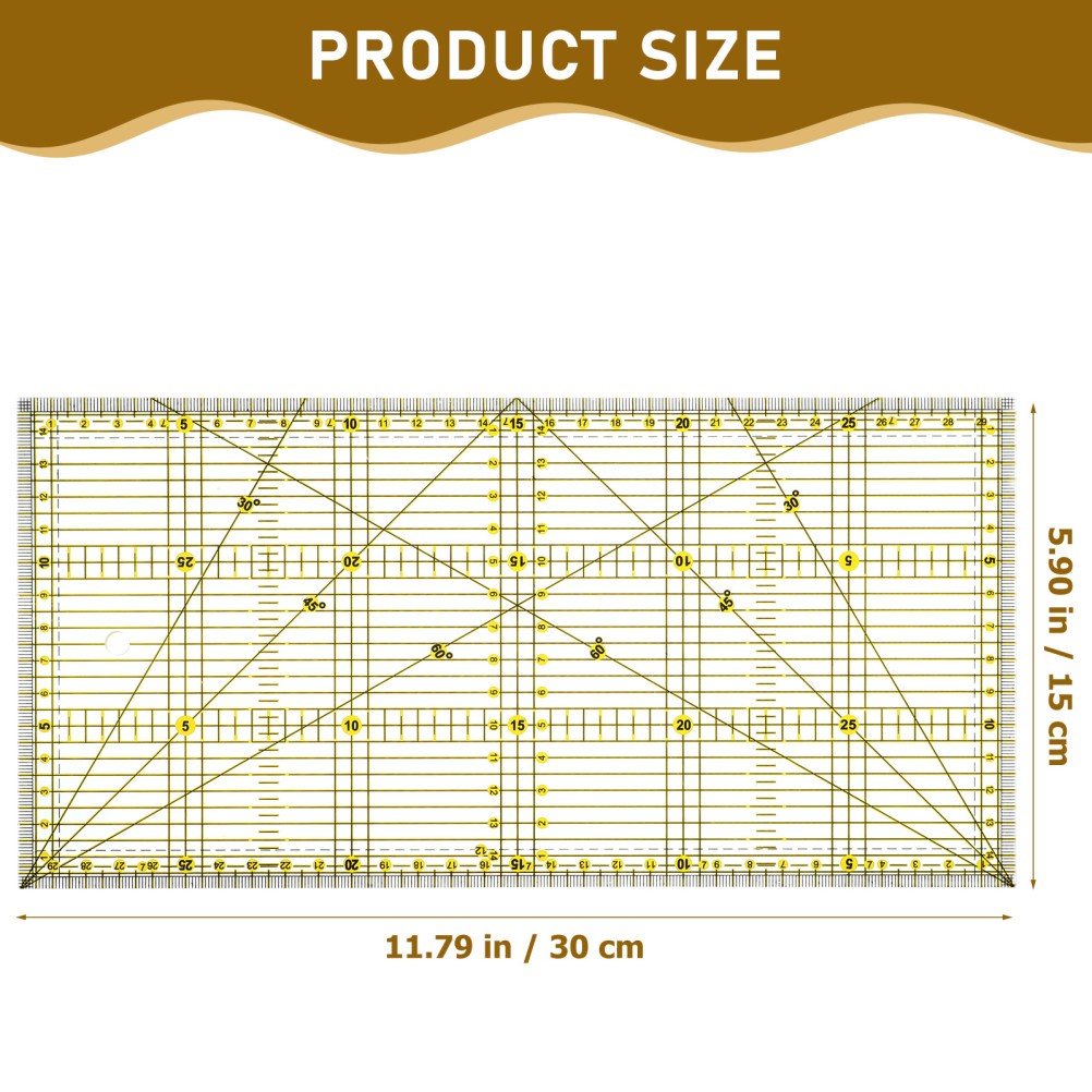 DIY Quilter's Ruler with Double Color Grid Lines for Easy Precision Slitting