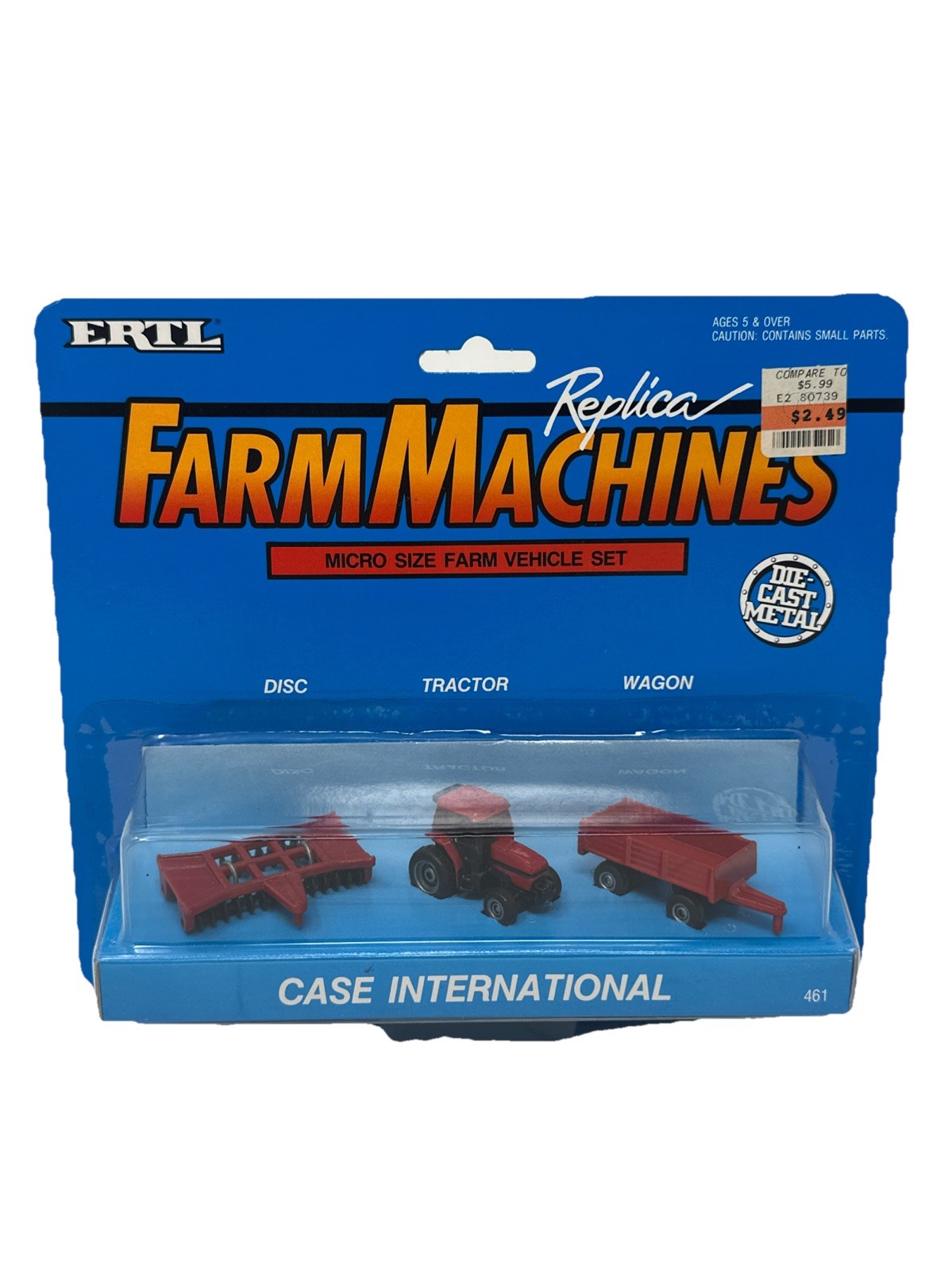 Vintage ERTL Die-Cast Case International Replica Micro Size Farm Vehicle Set 461