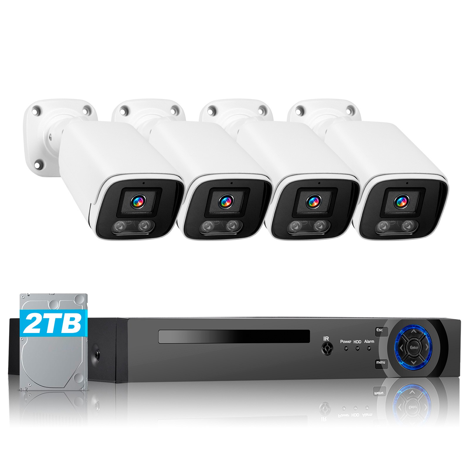 4MP POE Security Camera System 8CH NVR Smart Detection Night Vision with 2TB HDD