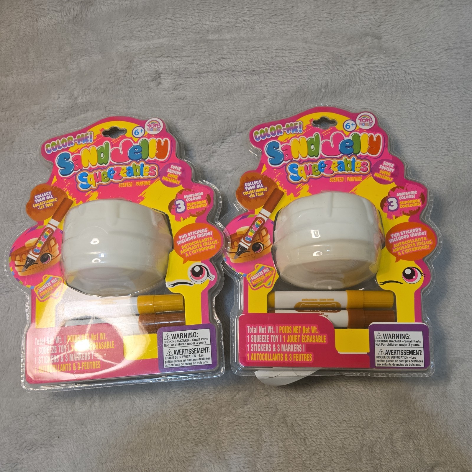 Free Ship ~ (2) New 5" Squishies~ Sandjelly Squishy Bear Face to Paint /Color