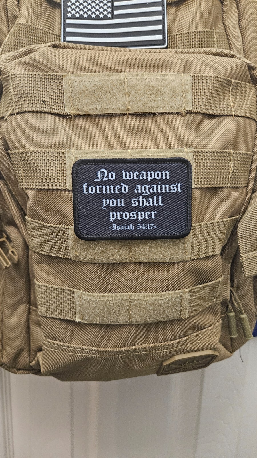 No weapon formed Isaiah 54:17 bible 2"x3" hook & loop removable morale patch