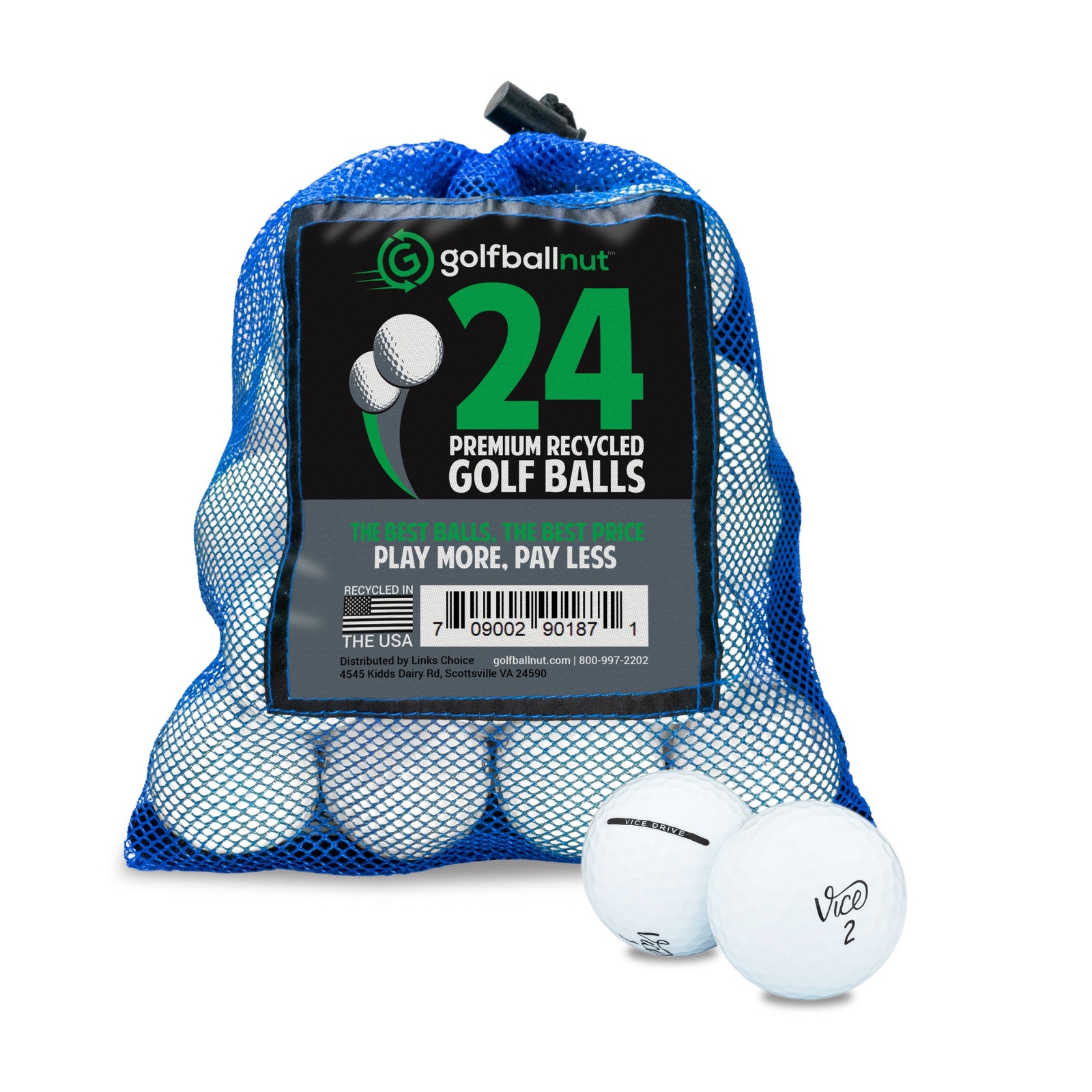 Golf Ball Nut - Vice Recycled  Golf Ball Mix 5A Mint Condition - 24-48-Packs