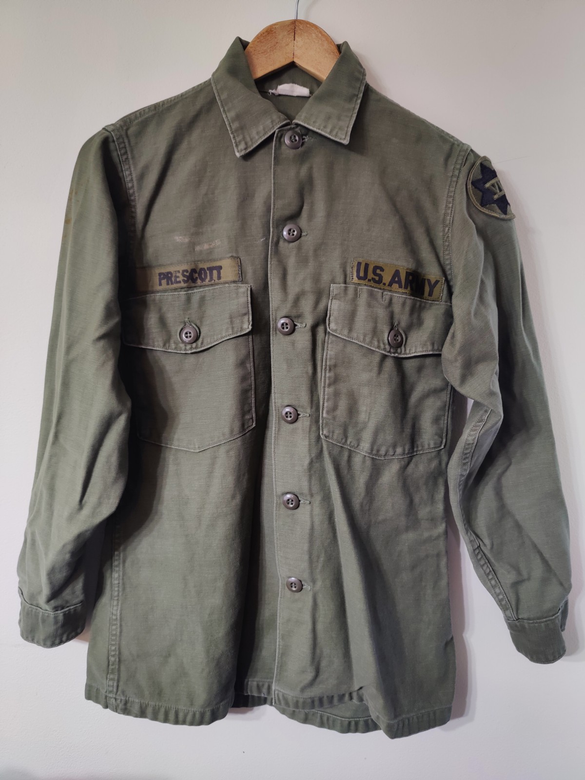 VTG US Army OG-107 Military Utility Shirt Men's 14x31 Size Small