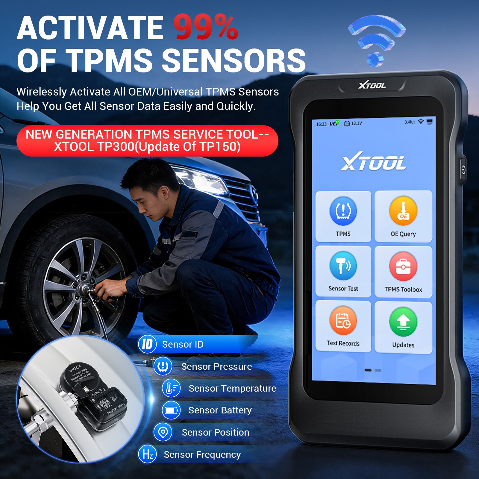 XTOOL TP300 TPMS Sensor Relearn TS100 Programming Tool Auto Diagnostic Scanner