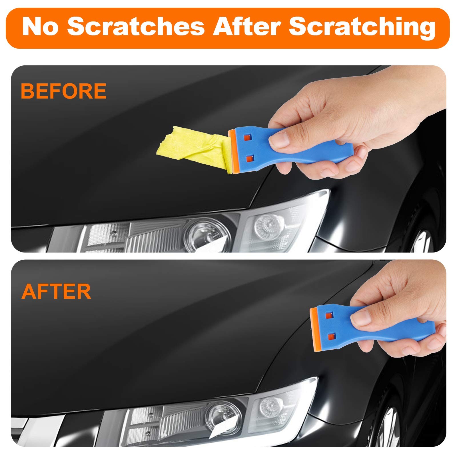 Plastic Razor Blade Scraper, 2PCS Scraper Tool with 60PCS Plastic Blades, Cle...
