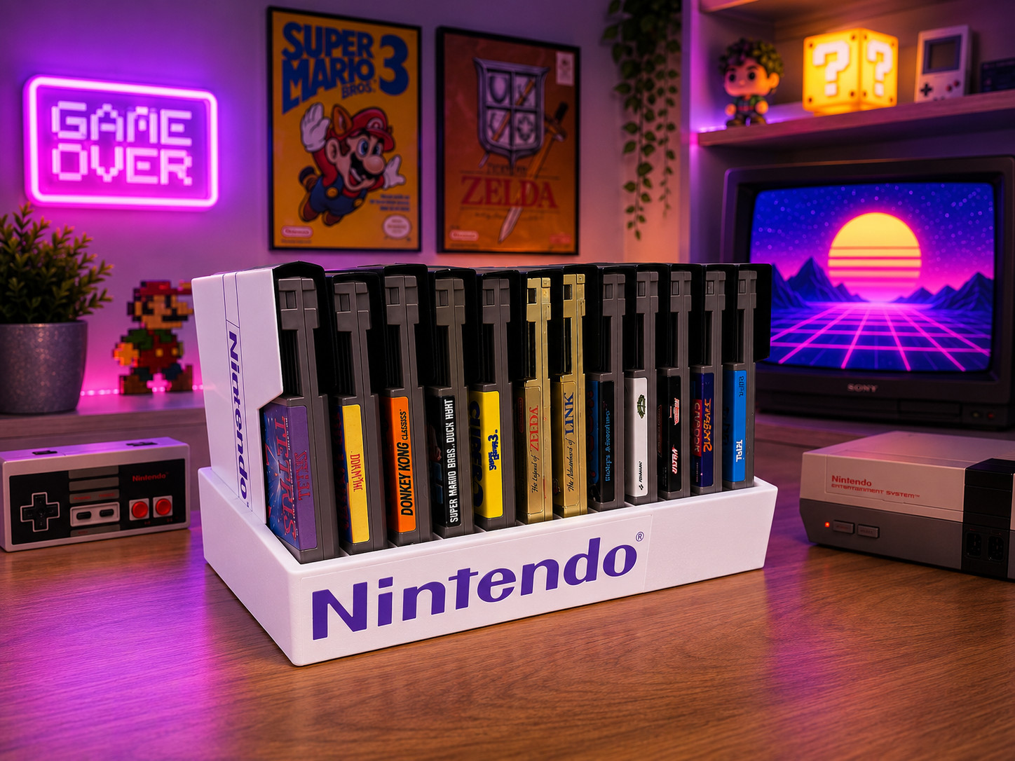 NES Cartridge Holder for 12 Games | Retro Nintendo Game Organizer