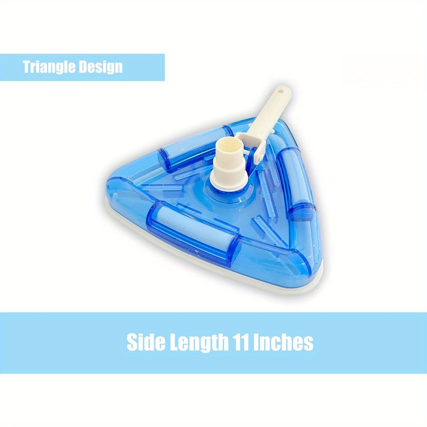 11.4" Weighted Transparent Triangular Pool Vacuum Head w/ Swivel Hose Connection
