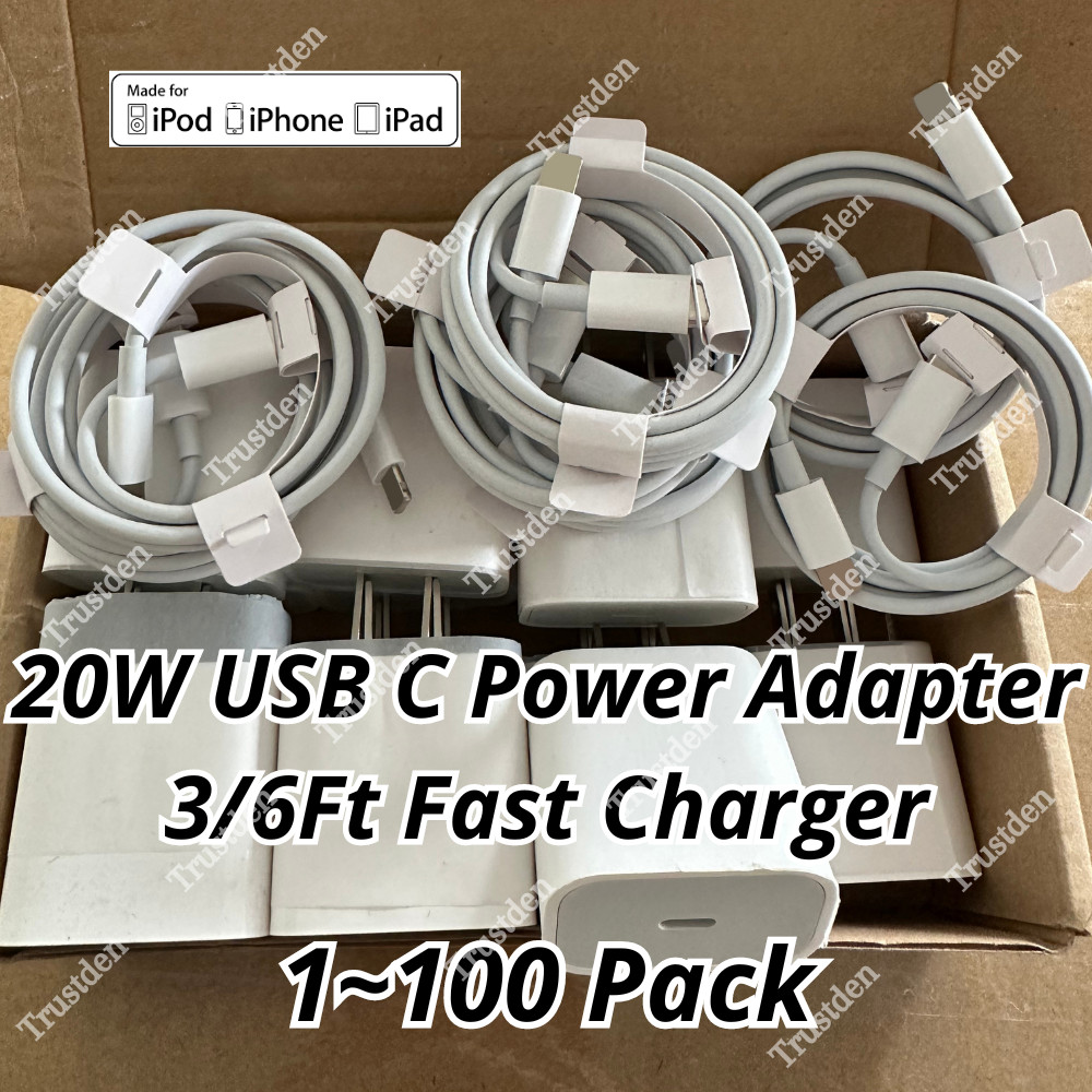 For iPhone 14 13 12 11 XR X 8 20W PD Fast Charger USB C Power Adapter Cable Lot