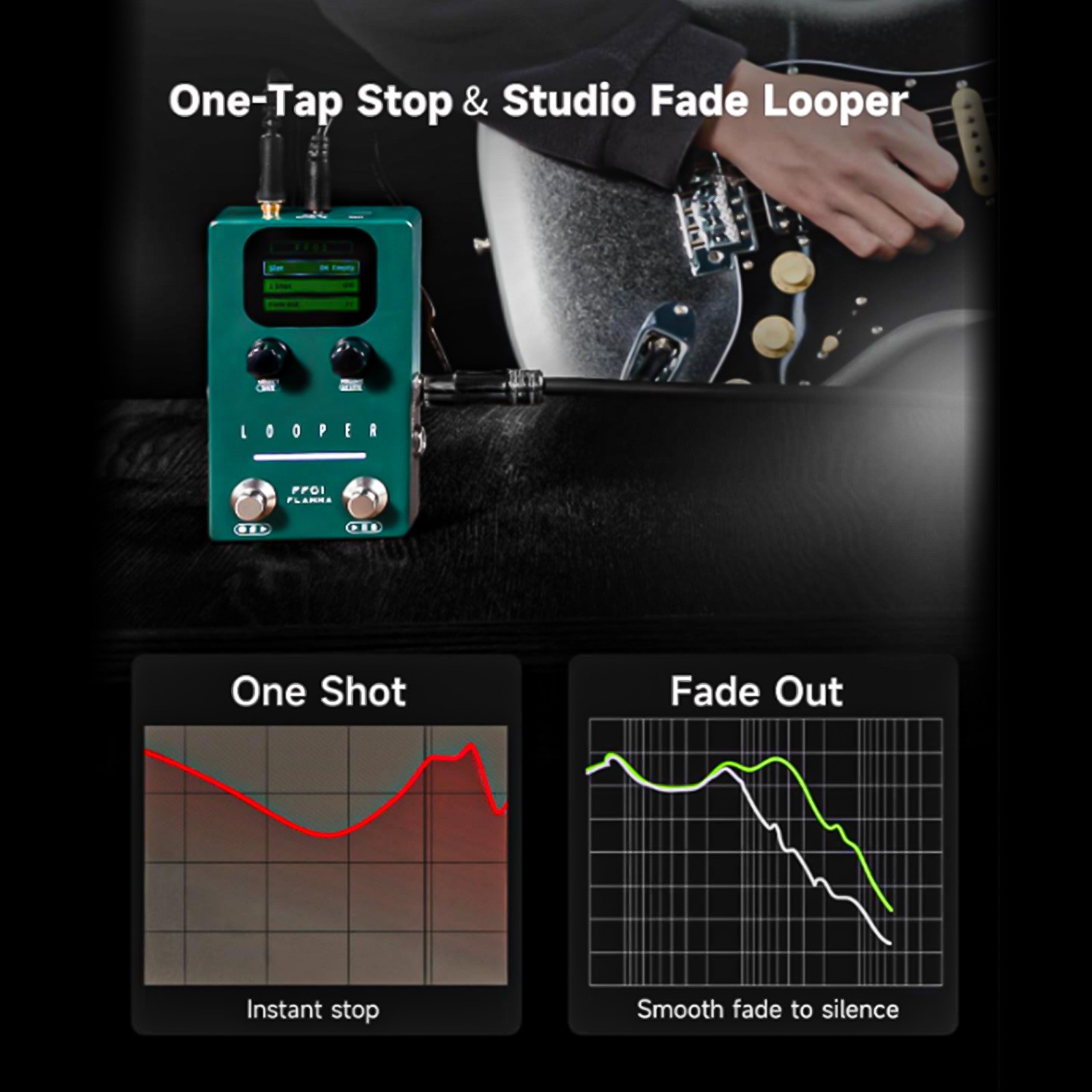 FLAMMA FF01 Looper Guitar Pedal Stereo Loop 40 Slots 160 Mins w/Screen & Adapter
