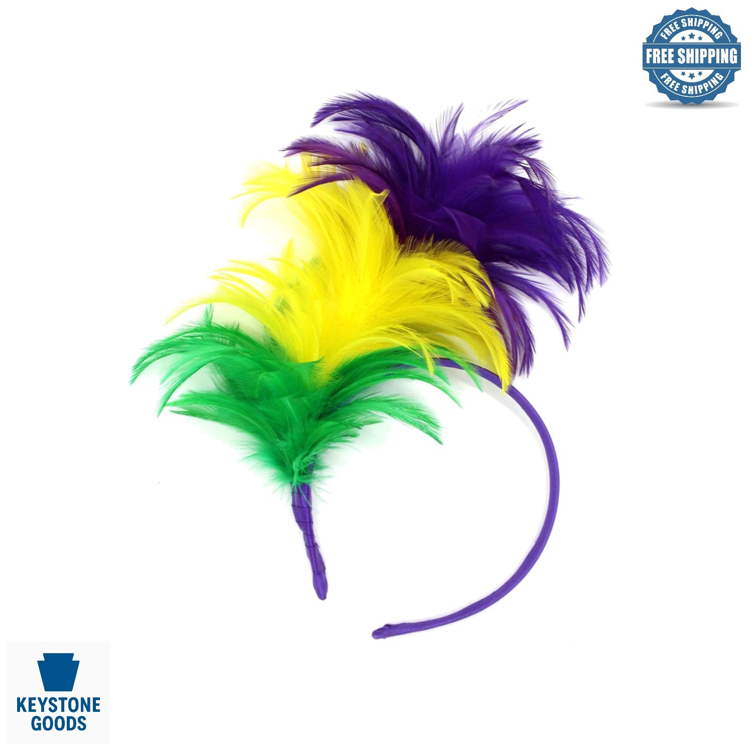 Green Mardi Gras Feather Fascinator Tiara for Women & Girls