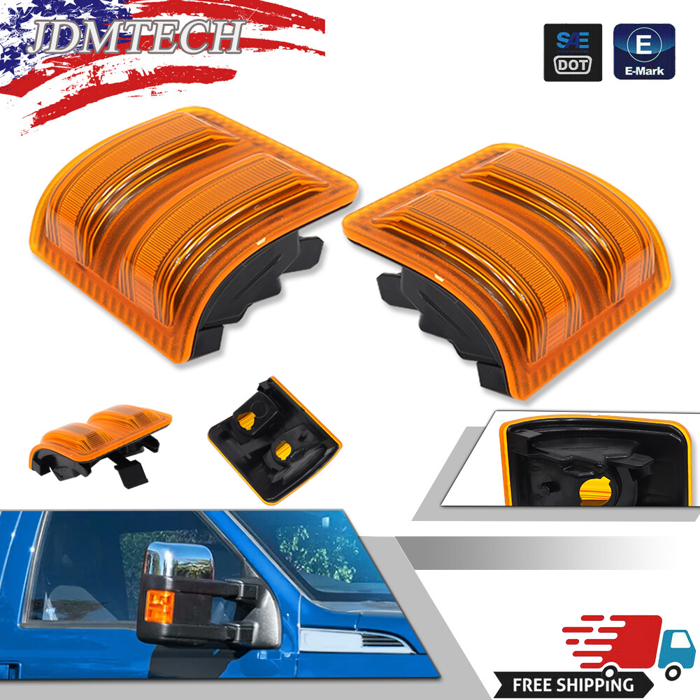 Tow Mirror Turn Signal Light Lens LH Amber RH PAIR SET for 99-16 Ford Truck