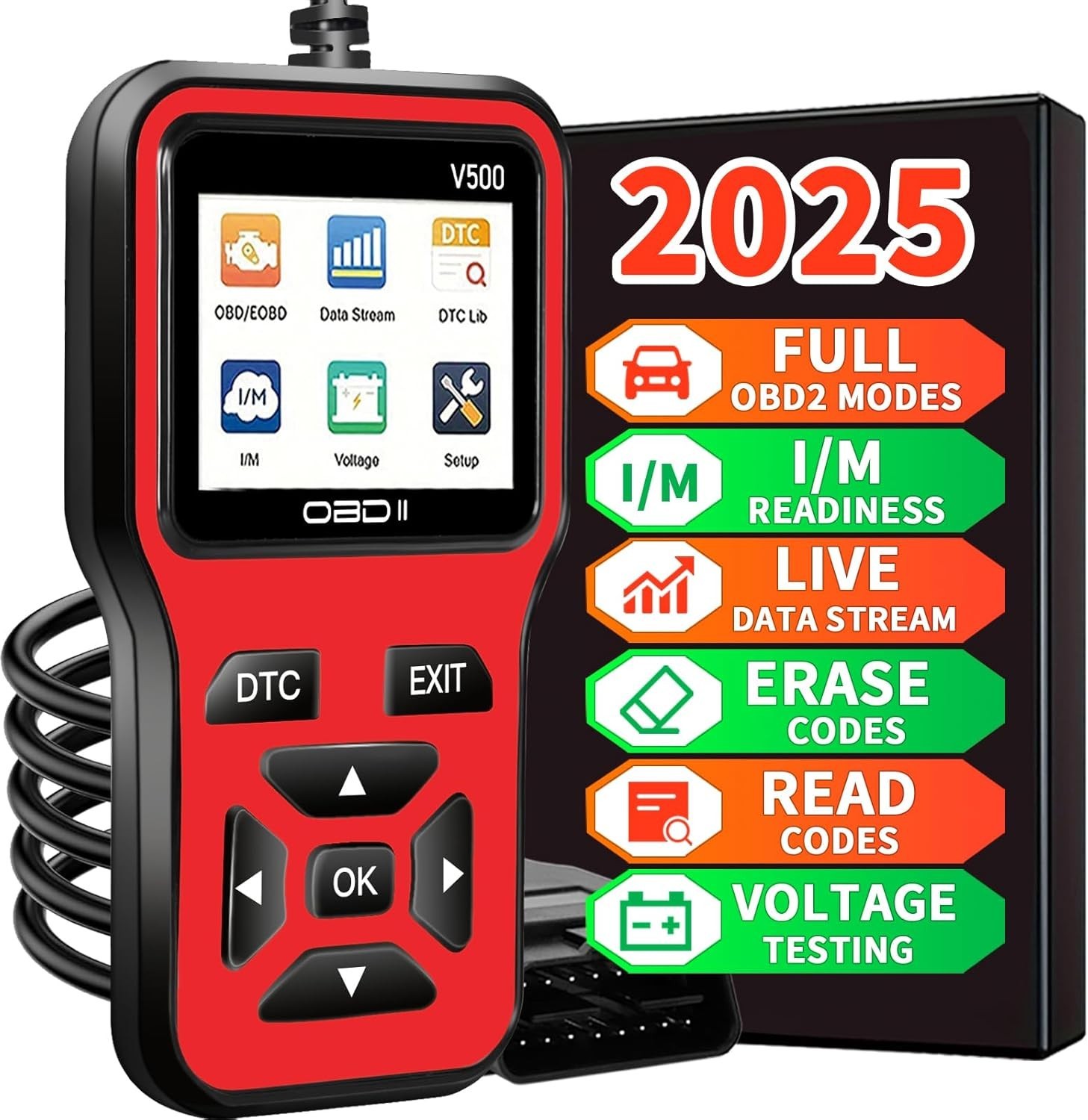 V500 OBD2 Scanner Diagnostic Tool, Professional Code Reader with Live Data Strea