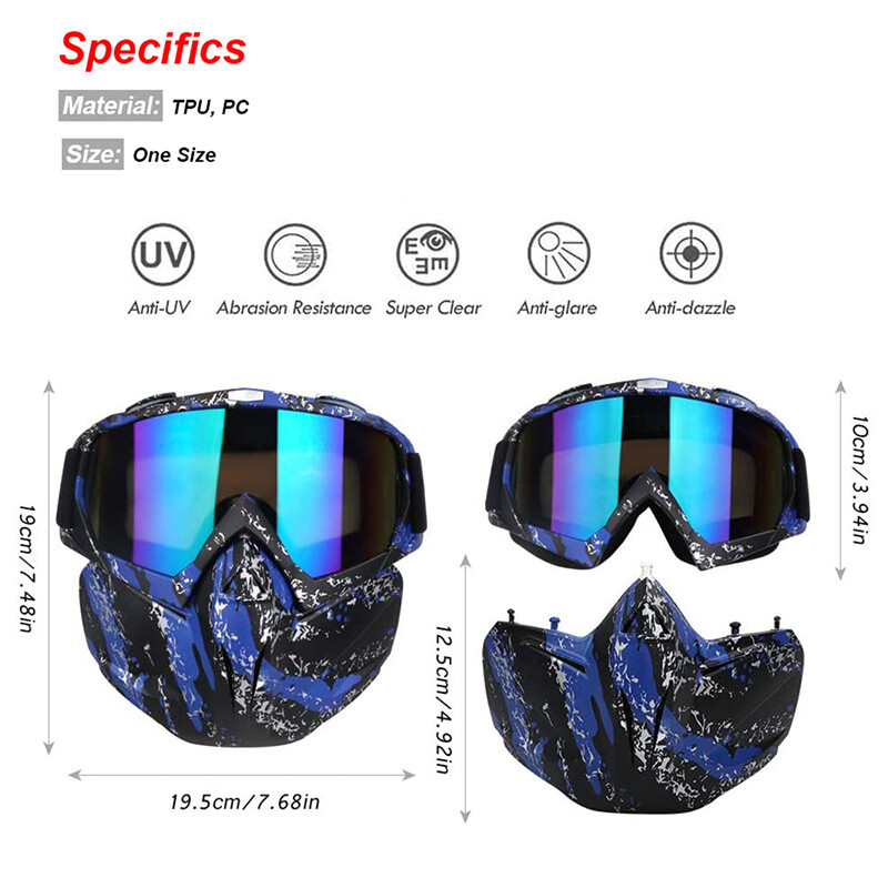Winter Snow Protective Goggles Detachable Mask Ski Snowboard Alpine OTG Eyewear