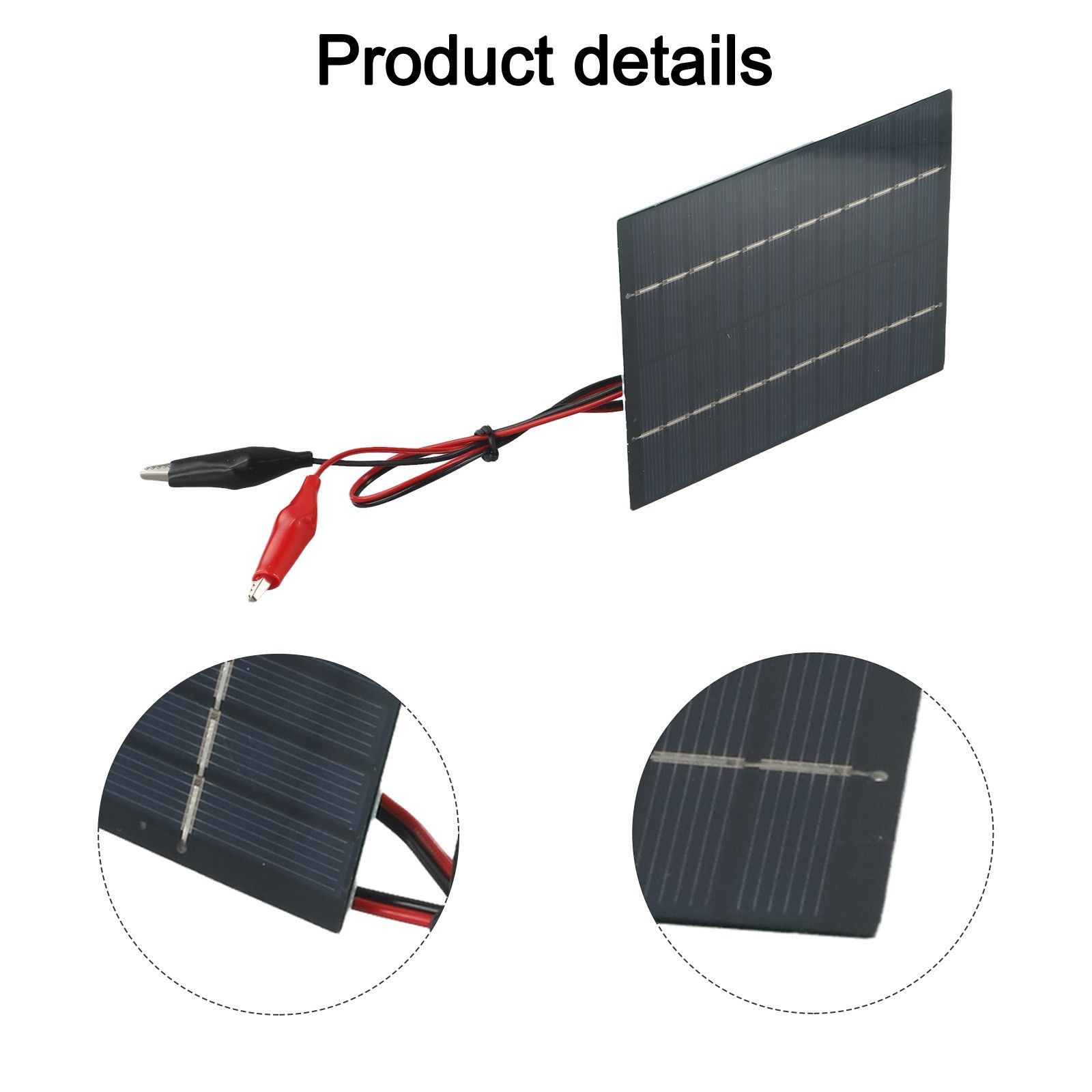 Outdoor Use 10W 12V Solar Panel with Clips Great for Charging Multiple Devices