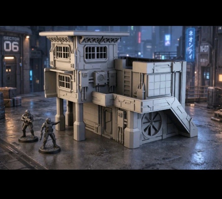 Sci-Fi Terrain Neo City Building 6 -32mm Scale -Wargaming Terrain -Cyberpunk