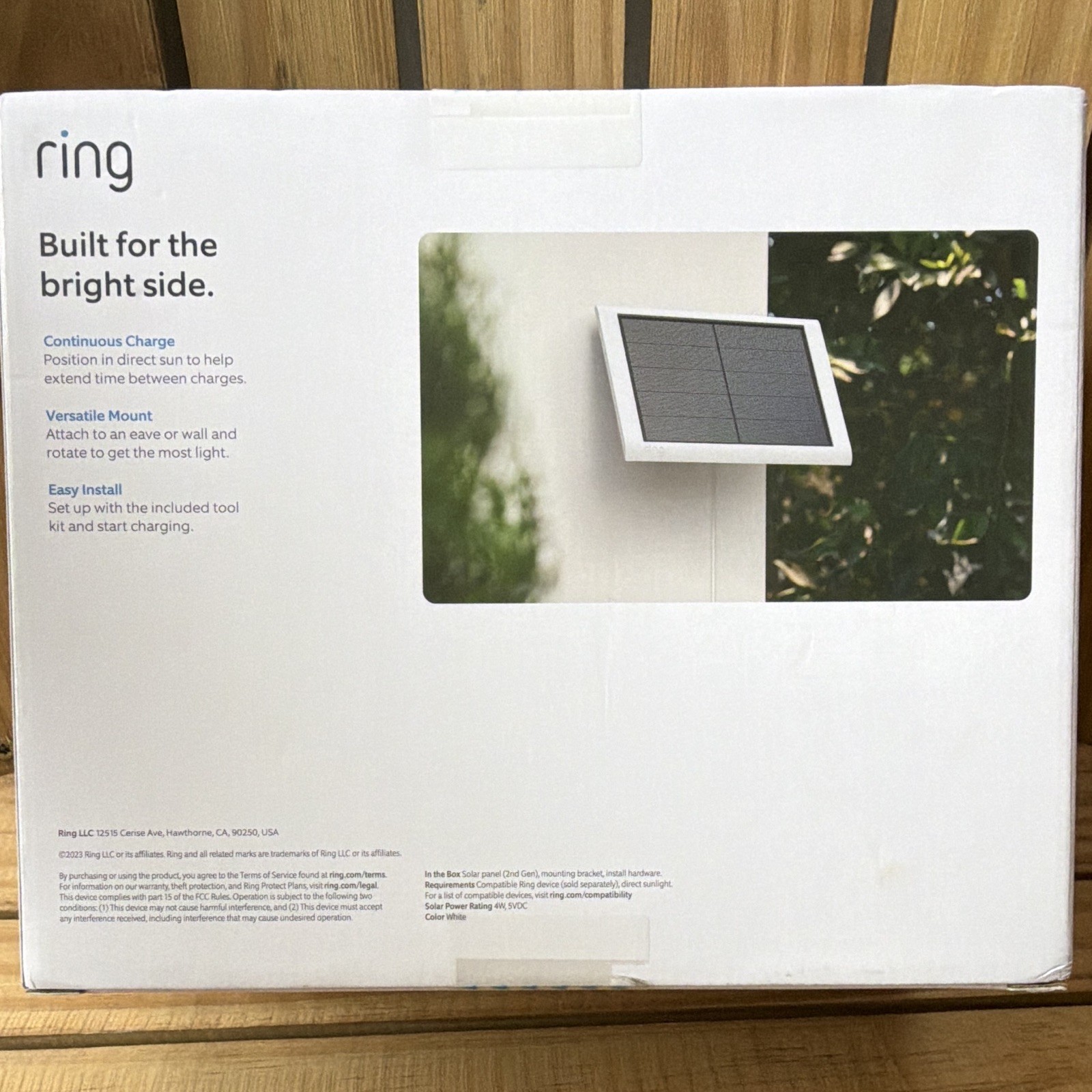 Ring Solar Panel for Select Ring Cameras, Wired, White, Versatile Mount