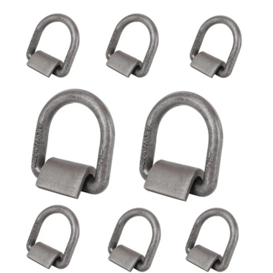 8 Pack Weld-On Forged D Ring, Heavy Duty 1/2" D-Ring Trailer Tie Down Anchor