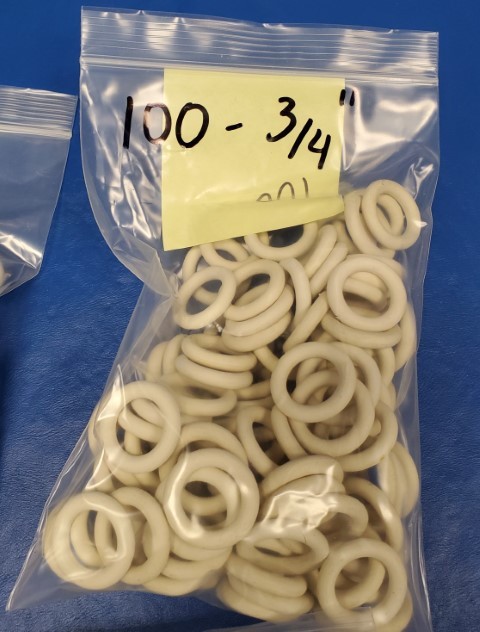 100 White 3/4 inch PINBALL RUBBERS - NEW OLD STOCK-a bit yellowed-great deal
