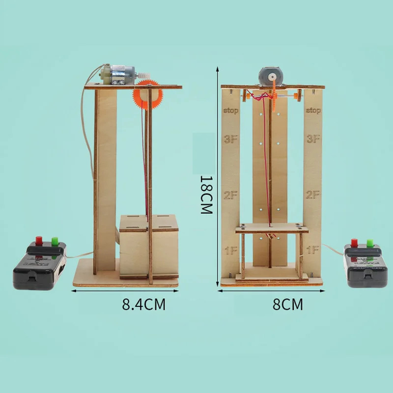 DIY Electric Remote Control Lift Elevator Wooden Model Kit Science School
