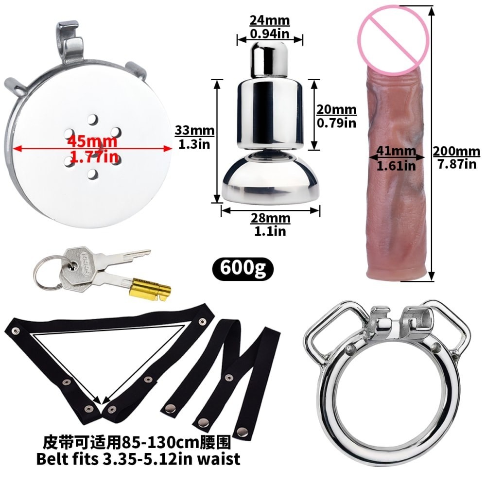 Male Chastity Cage Metal Lock With Lifelike Silicone Toy Strapon Chastity Device