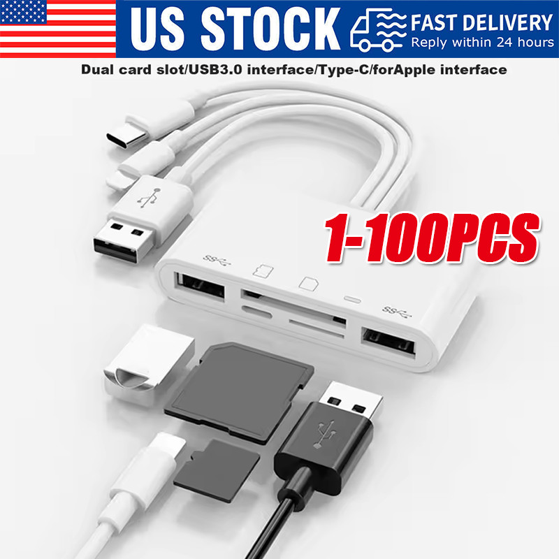 5 in 1 Memory Card Reader USB 3.0 OTG Adapter SD Card Reader For iPhone/iPad LOT