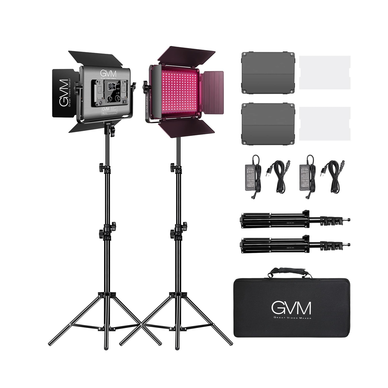 GVM RGB LED Video Light with Bluetooth Control, 60W Photography Studio Lighti...