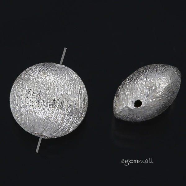 2 Sterling Silver Satin Puffy Round Spacer Beads 10mm #97738