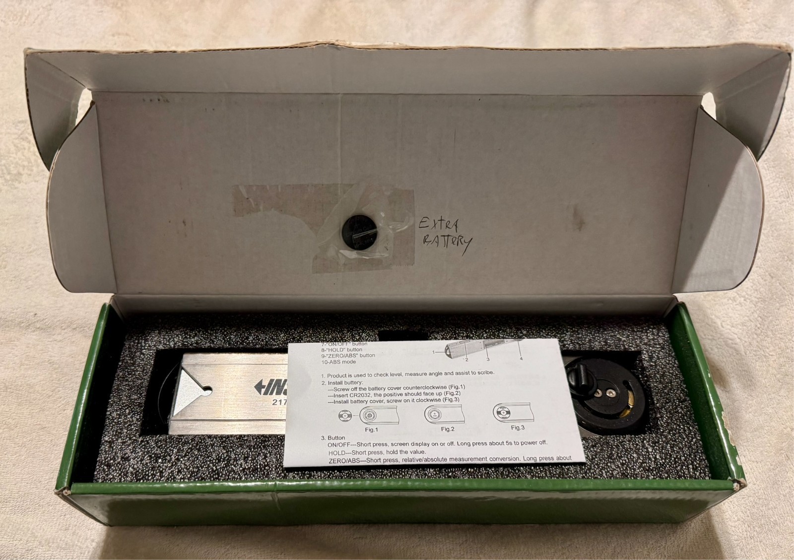 Insize Electronic Digital Protractor, 0-360° (2171-250)