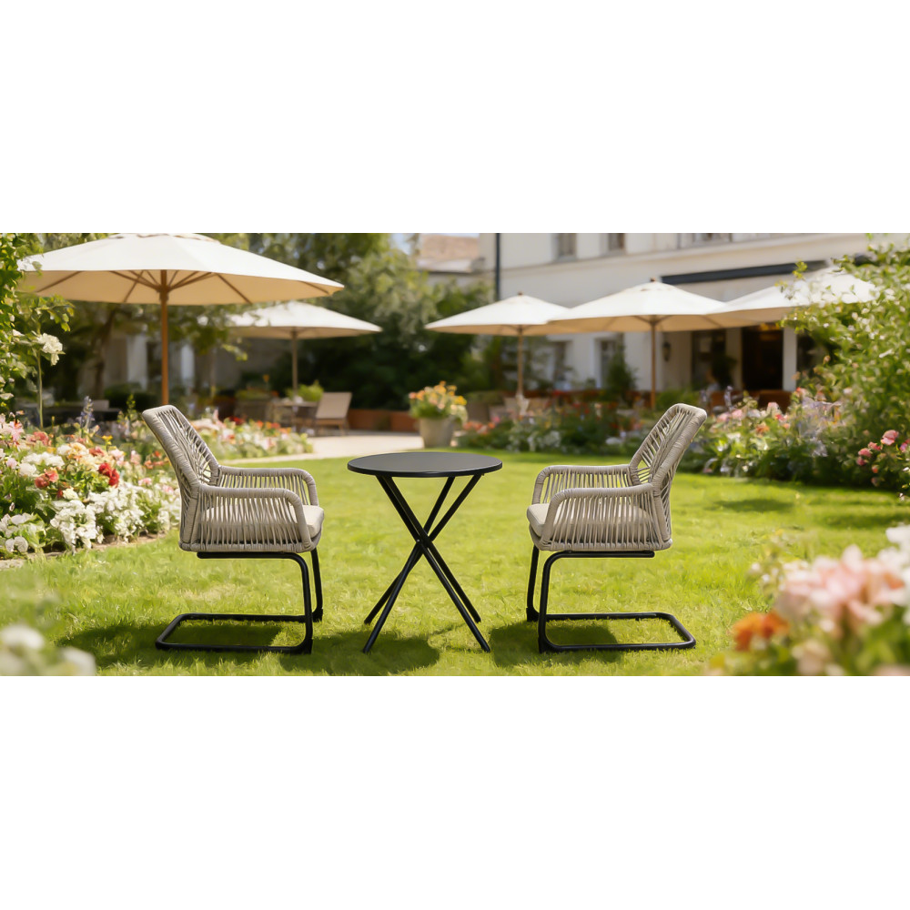 ight Grey PE Rattan Outdoor Armchair with Spring Support, Set of 2 – All-Weather
