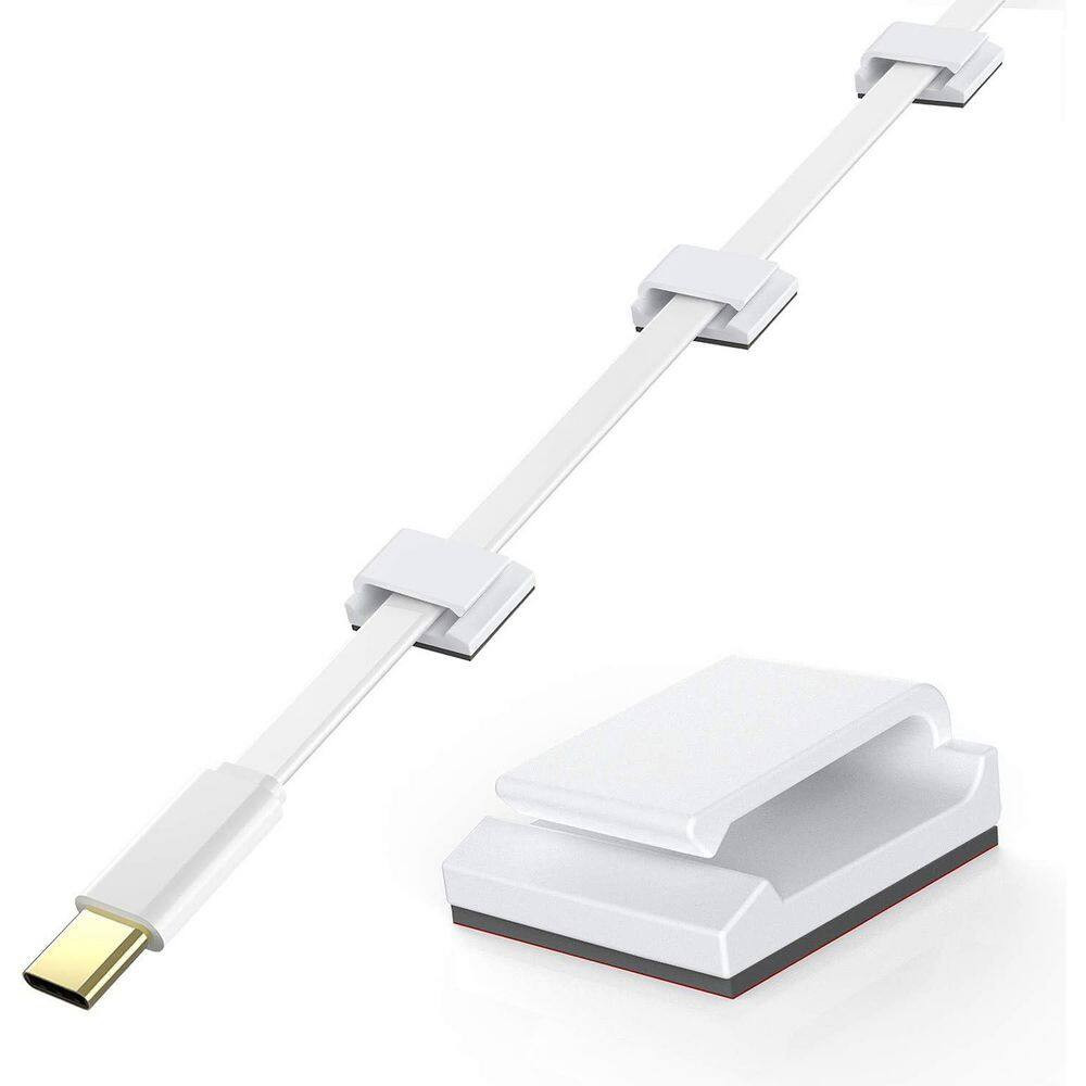 Adhesive Ethernet Cable Clips Wire Organizer Holder Cord Management White 100-Pi