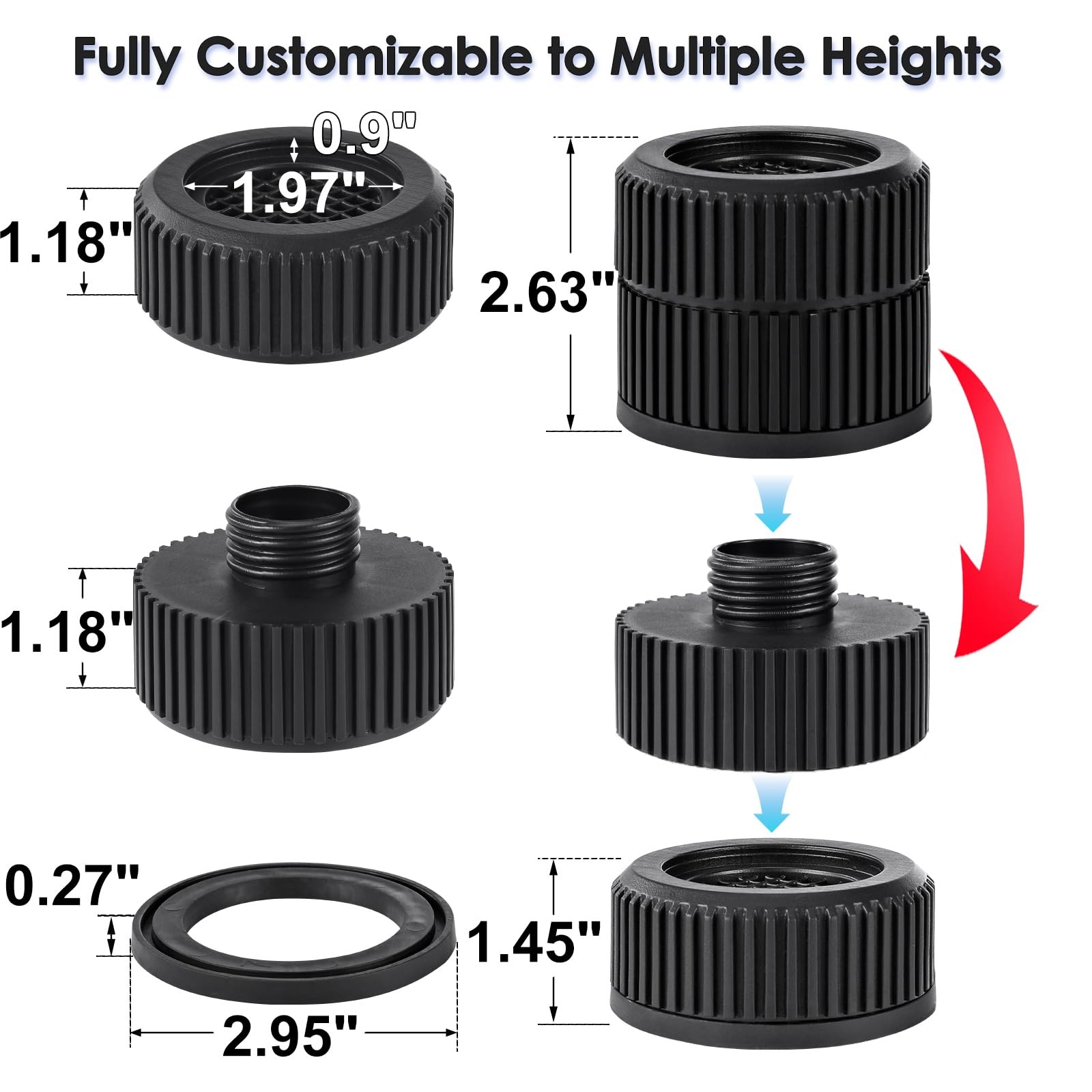 Stackable Furniture Risers 4 Pack, Adjustable Bed Risers for Bed, Sofa, Chair...