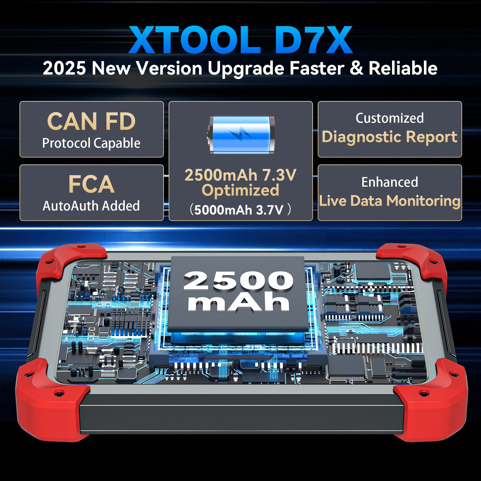 2026 XTOOL D7X V2.0 Diagnostic Tool Full System OBD2 Scanner Key Fob Programming