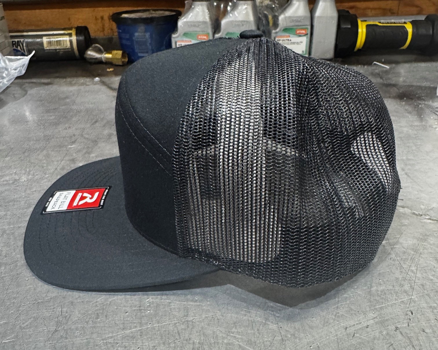 Richardson Solid Black 168 Hat Cap 7 Panel Trucker Hi-Pro Adjustable Snapback