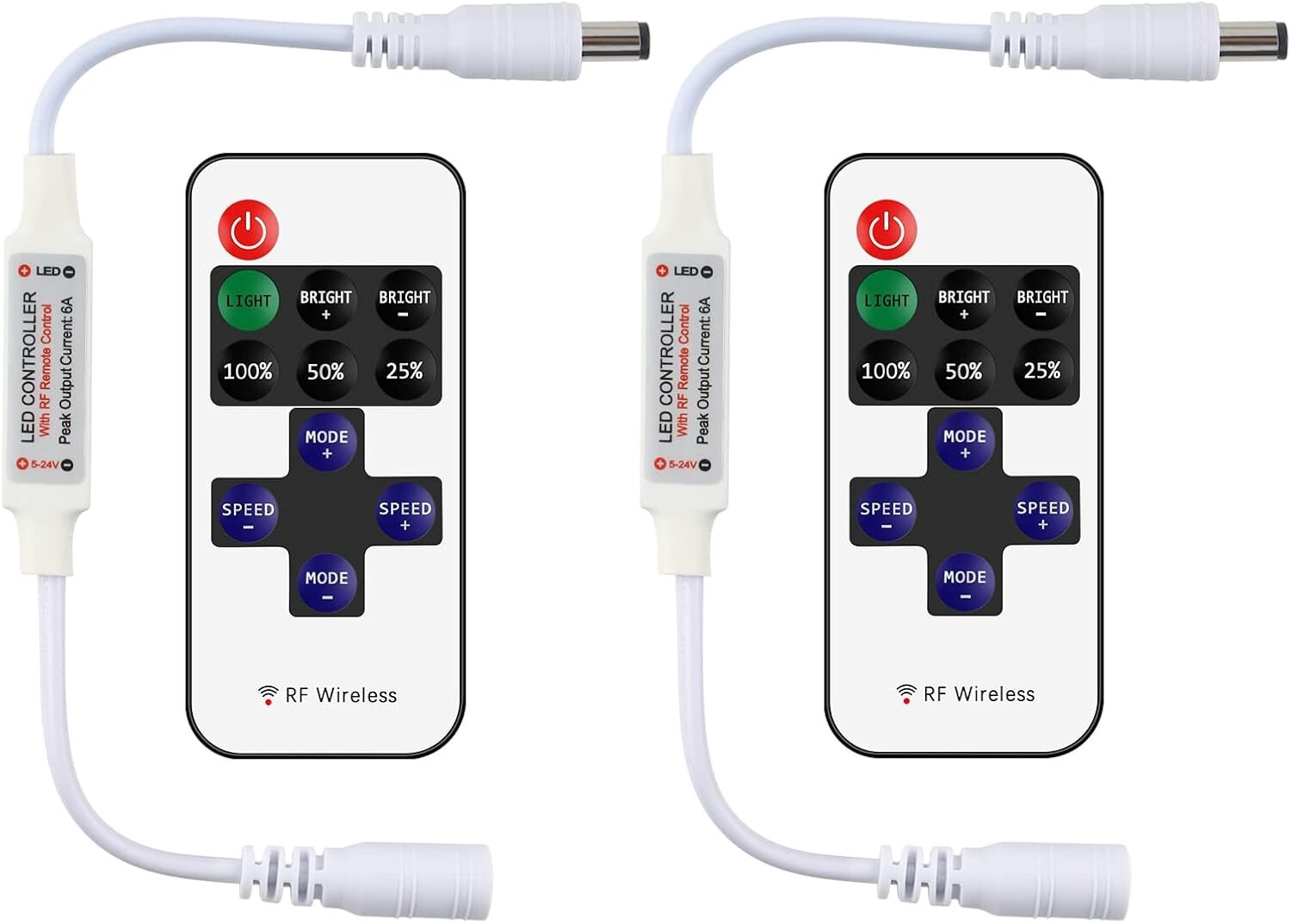 Compact RF LED Dimmer - 2 Pack with 11 Keys Remote Control for Dimmable Lighting
