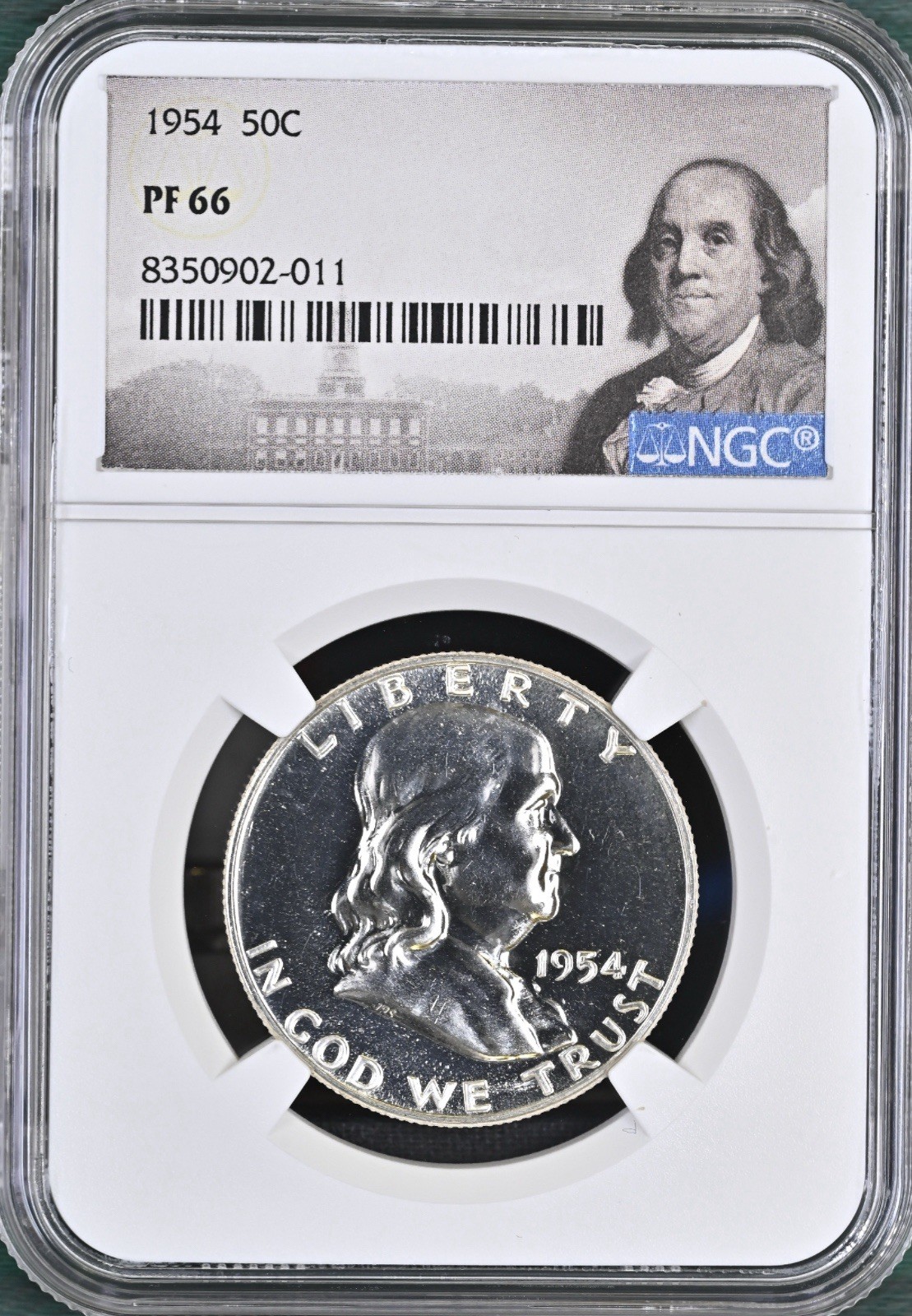 1954 Proof Franklin 50¢ NGC PF 66 (Benjamin Franklin Label)