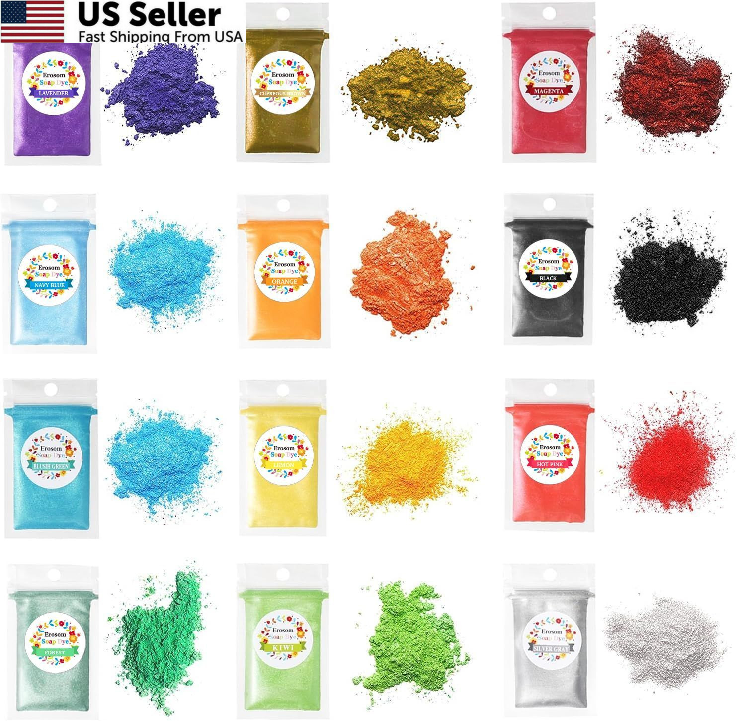 12 Colors Mica Powder Pigments Soap Dye for Coloring - 12 Color