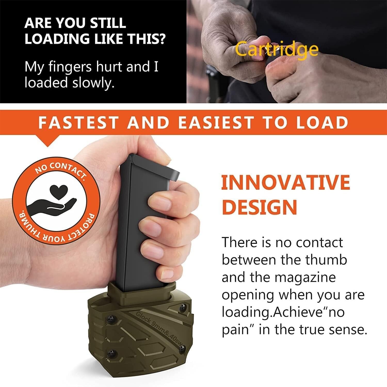 Pain-Free Magazine Loader for Glock Models 9mm/.40 - Quick Loading Solution