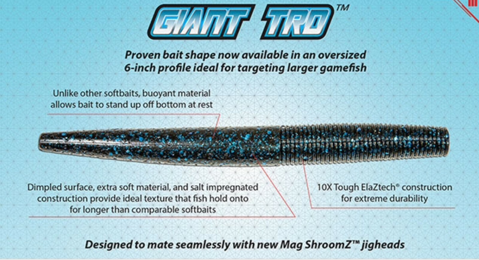 Z-Man GIANT TRD 6" ElaZtech Worm for Wacky / Texas Rig - Choose Color