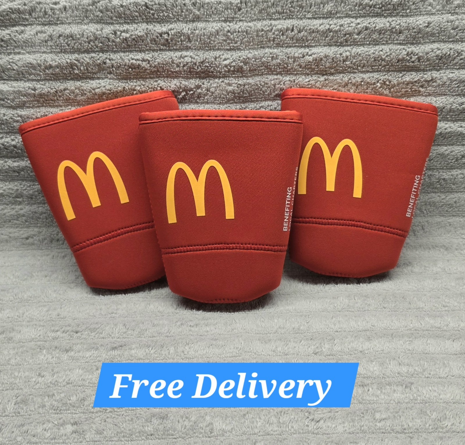 Lot of 3 NEW McDonald's Soda Sok Coca Cola Koozies-  Red Neoprene Cup Sleeves